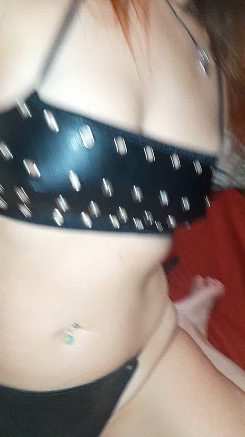 I put the strapon in his ass and the cock in my hand.