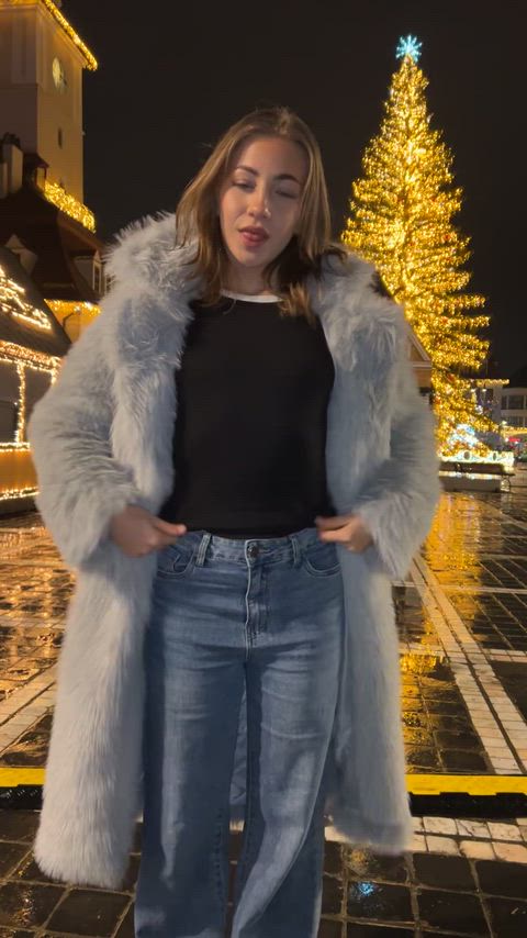 A good girl at the Christmas market...