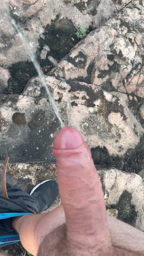 Pissing with a boner on my horny hike