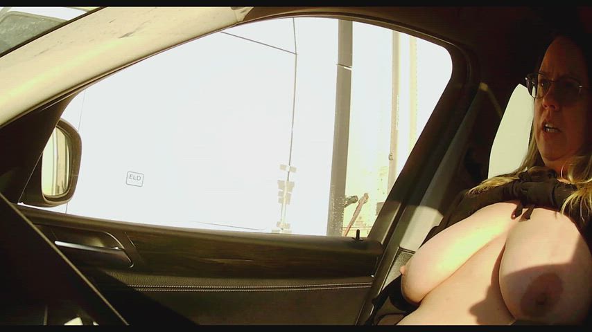 Wife flashing a couple truckers