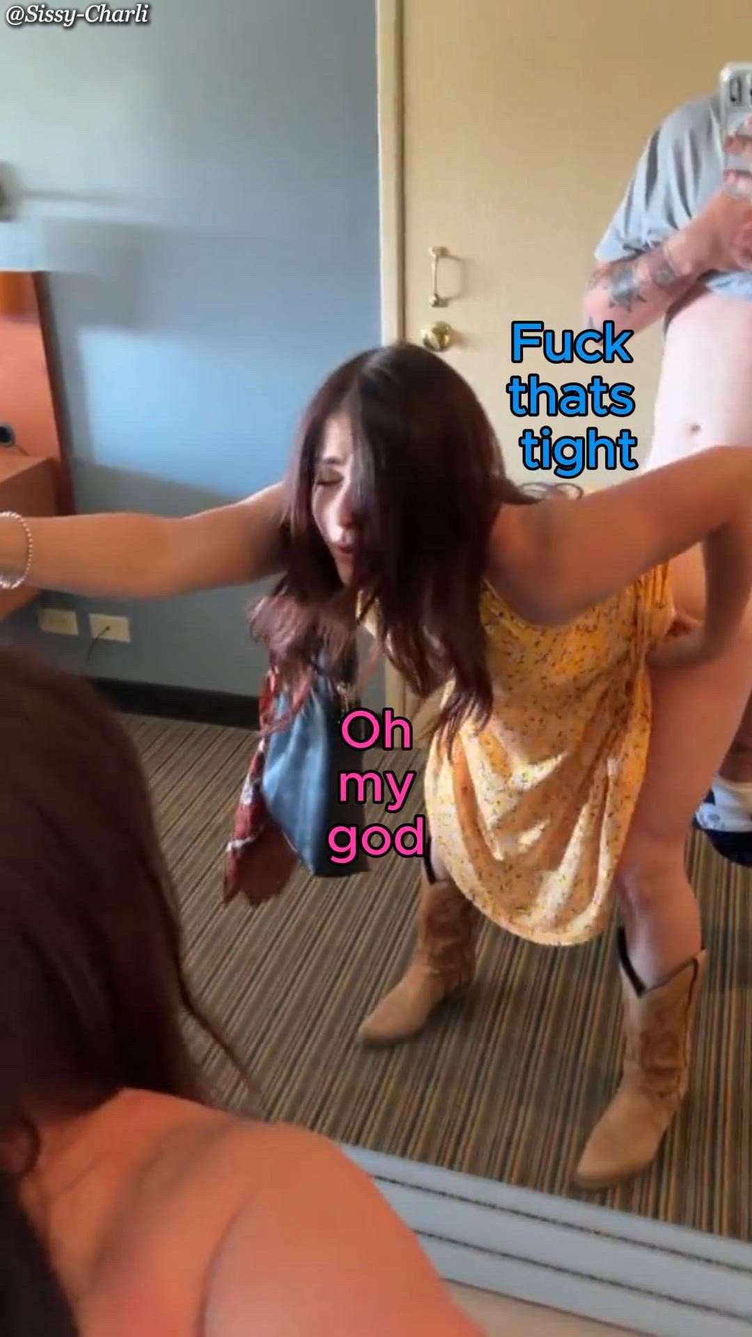 Anal, Blowjob, Caption, Clothed, Dress, Moaning