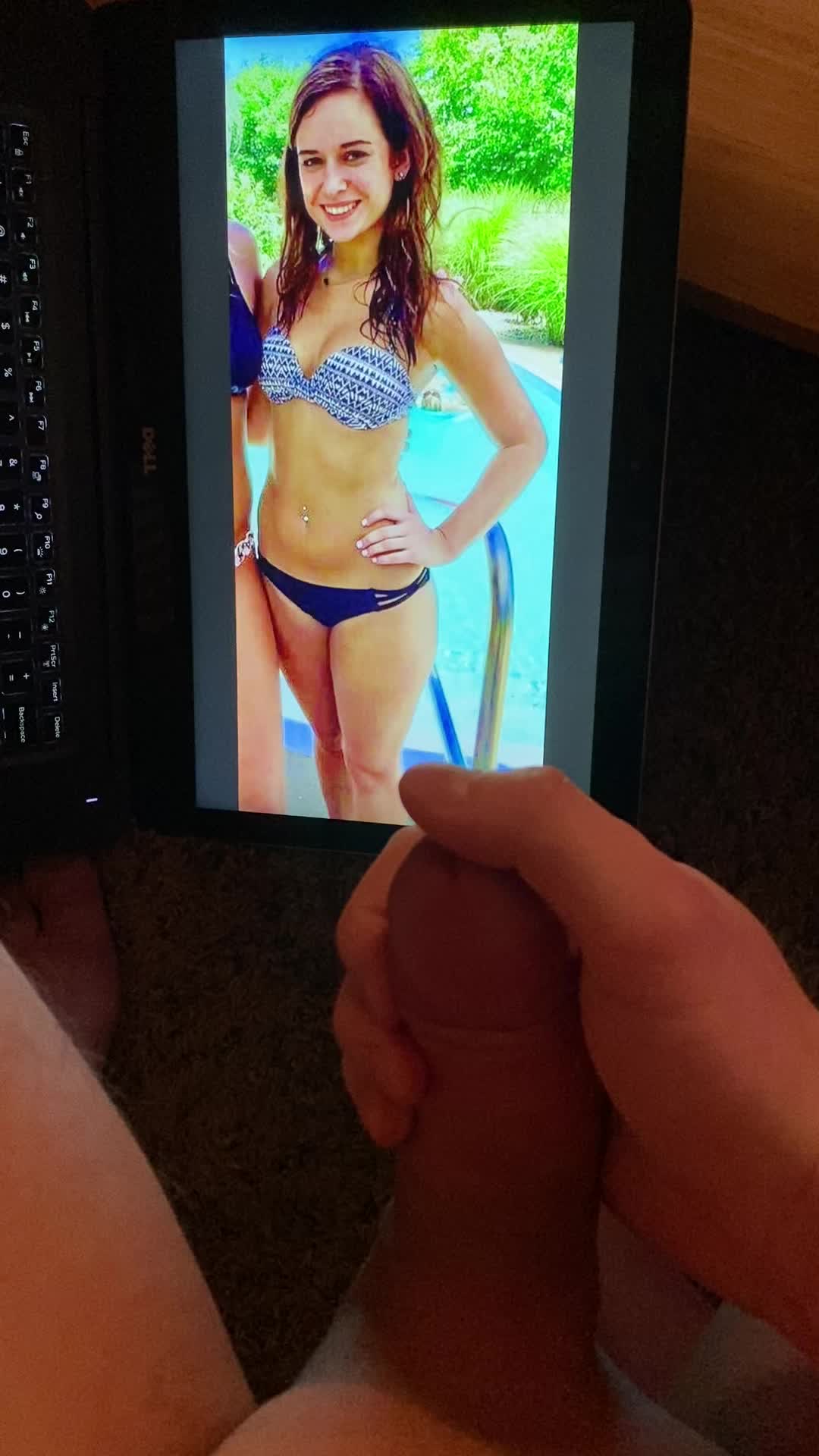 The cheerleader bikini babe made me cum... couldn’t handle her tight body in a bikini that small...