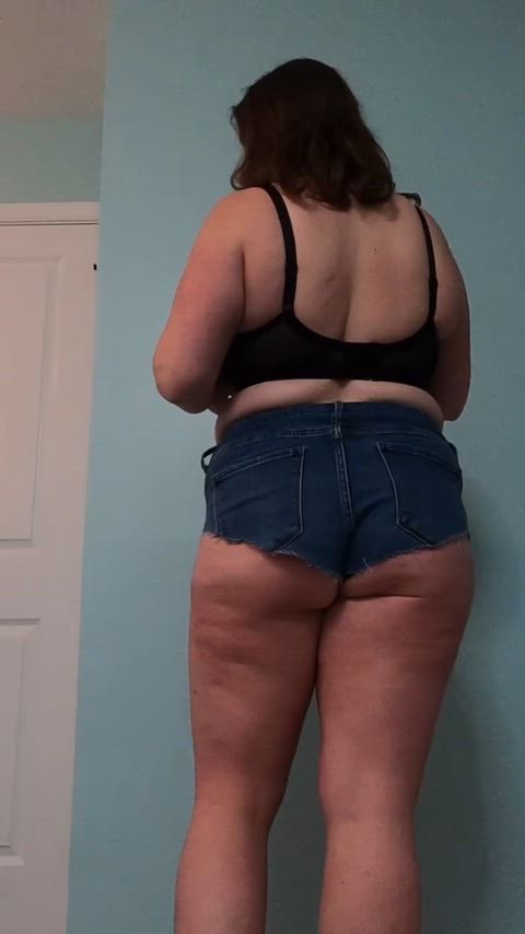 Amateur Ass BBW Booty Homemade Hotwife Jean Shorts MILF Pawg Tease Porn GIF by wifeywinks