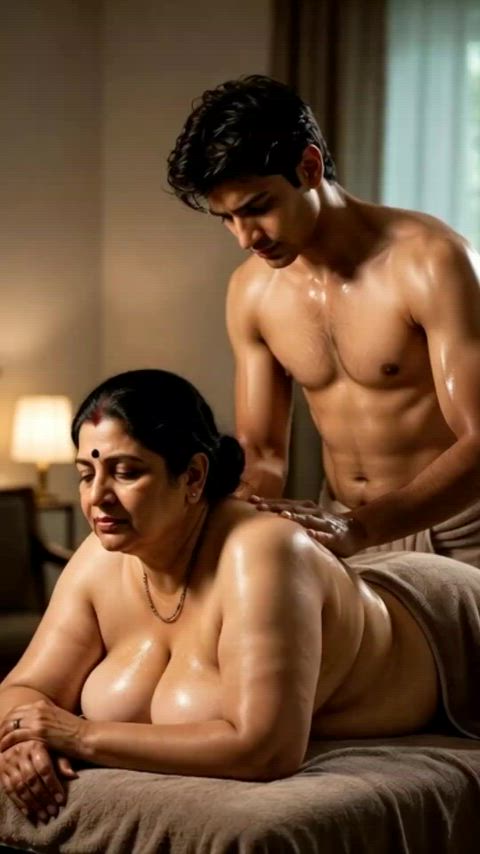 Massage and fun with landlord aunty