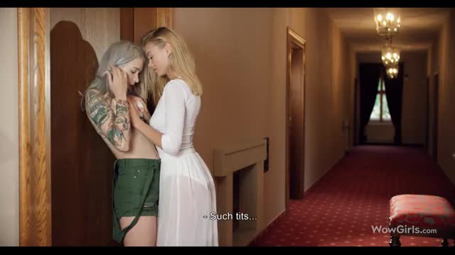 Nancy Sucks Arteya's Tits in Corridor