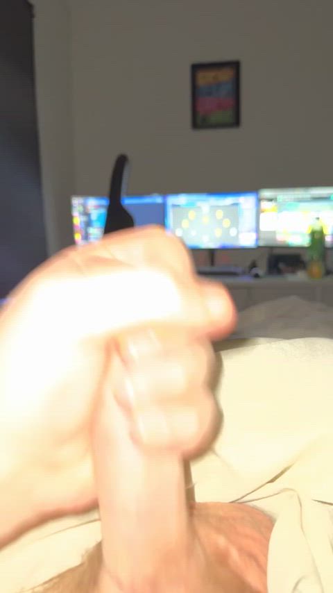 [19] Stroking my horny uncut virgin cock while imagining how sex would feel