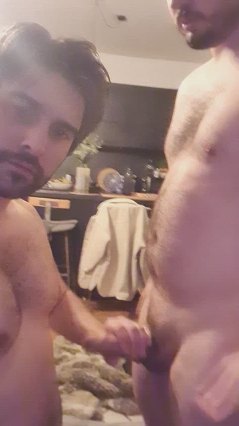 What would you do if you found my bf down on his knees sucking my big dick? Raf (22) and Kal (41)