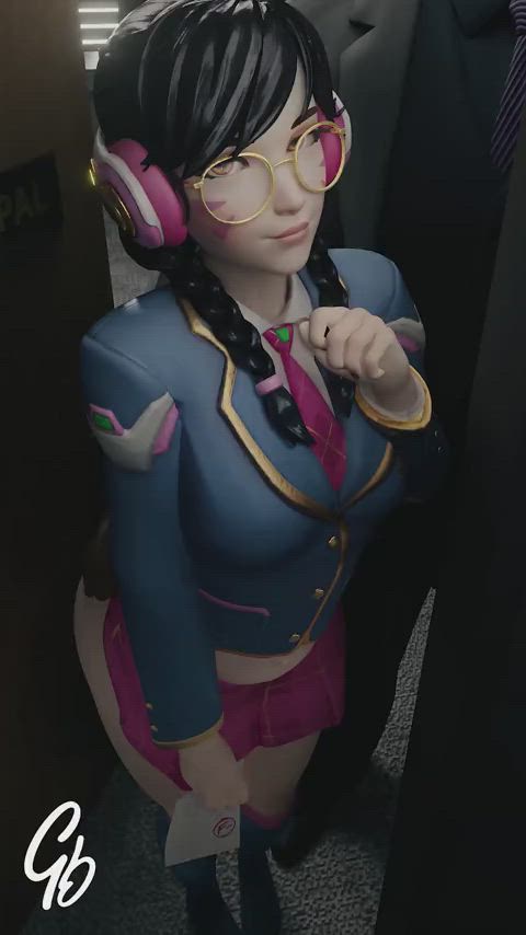 School D.va convince her teacher to be the top student in class(generalbutch)
