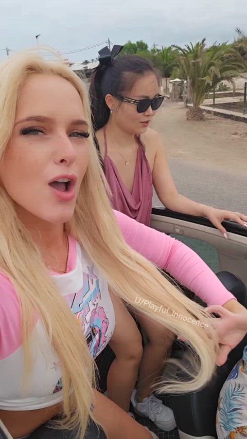 Flashing our tits to strangers
