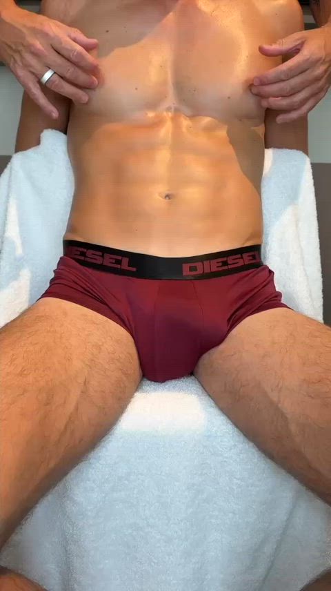 Would you take my undies off and deepthroat my big juicy cock?