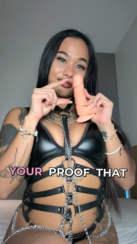 Kiss the key dangling between my tits. You’ll never be tall enough to reach it.