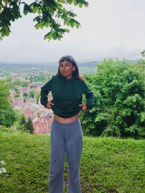 Tits out in a local park [GIF]