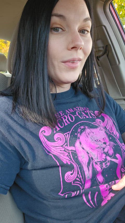 Playing with my tits at the stop sign [GIF]