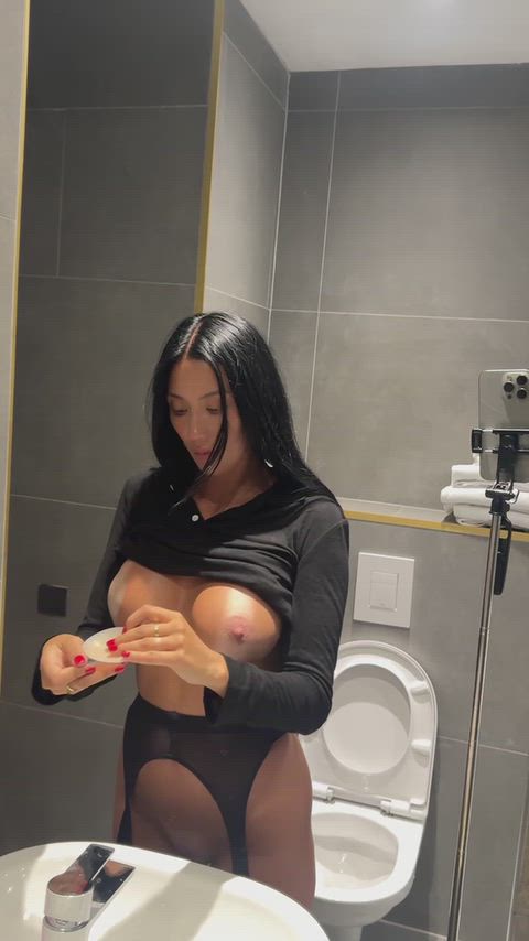 Blowjob Brunette European Lingerie MILF Naked Natural Tits Sex TikTok Wife Porn GIF by yoonalee