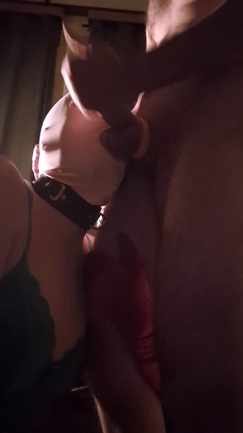 Sucking balls on my knees, caged and in lingerie, really puts me in a sissy space 🤤