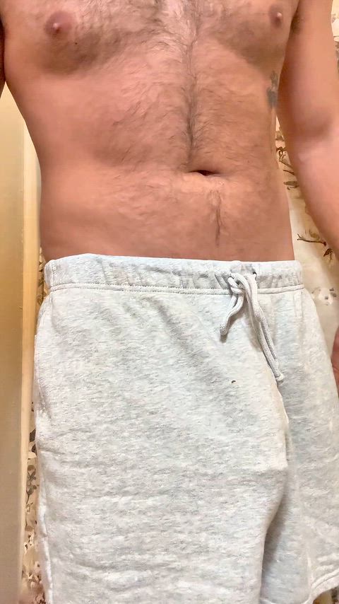 Sweatshort bulge before my morning shower…