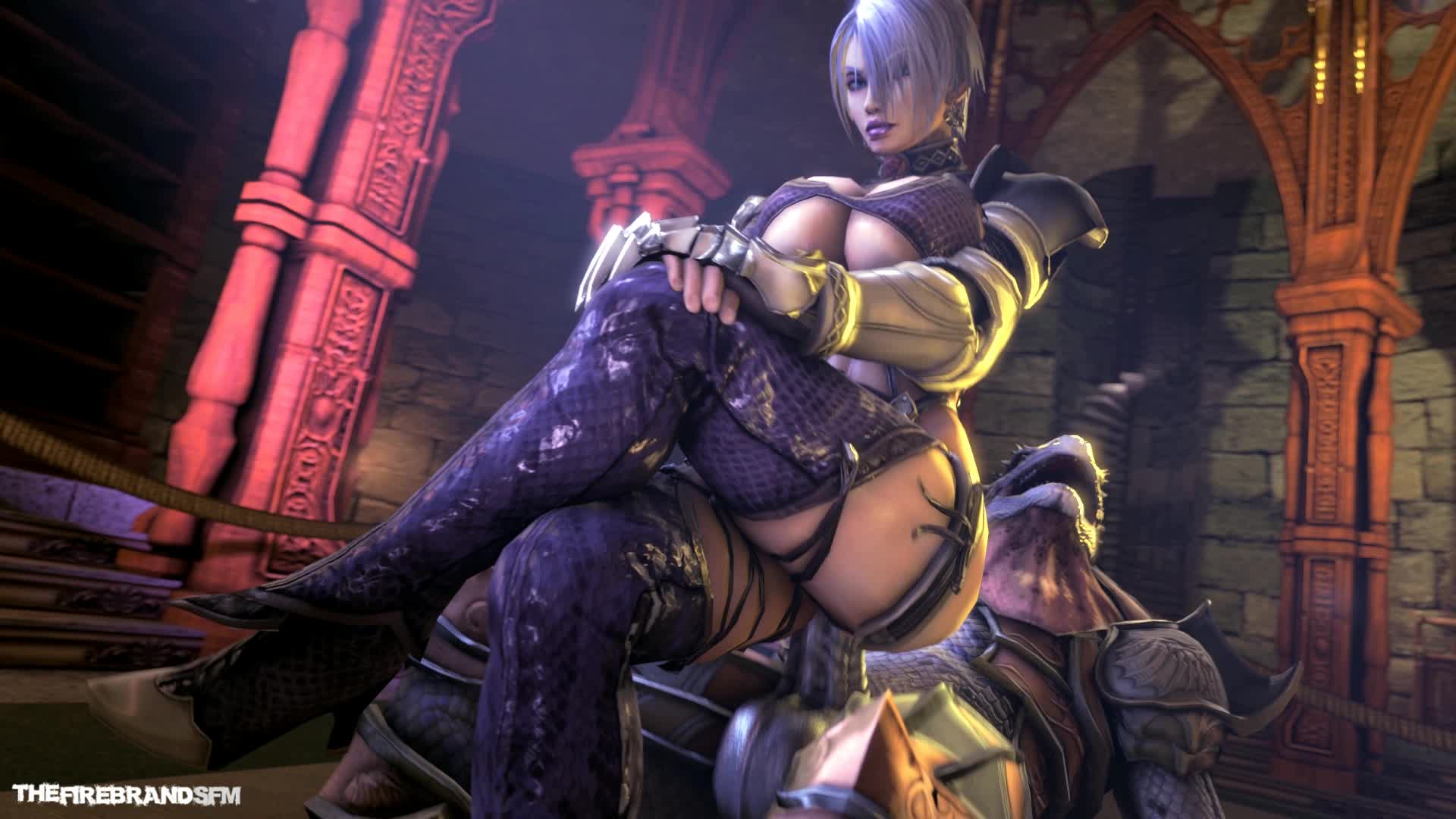 Ivy Valentine riding the Lizardman