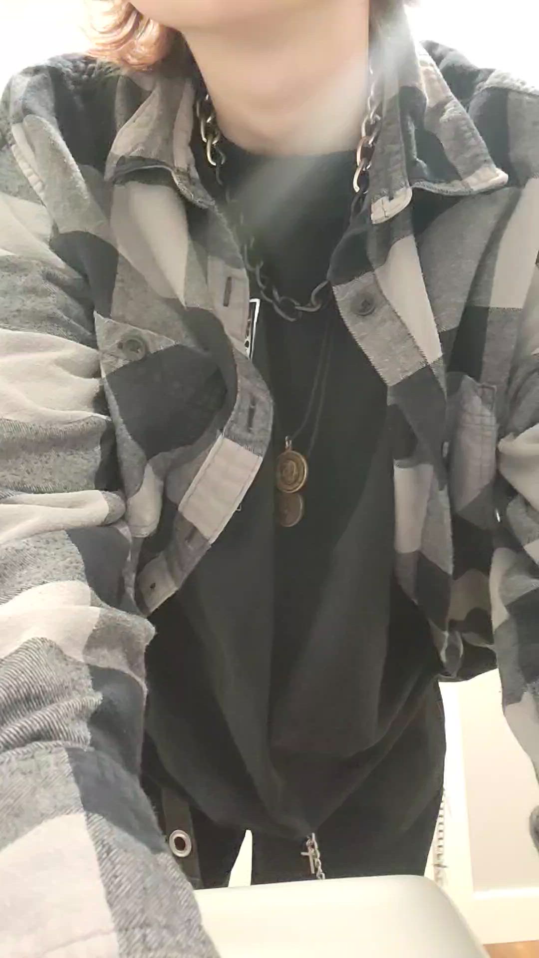 In my friends bathroom showing you what's under my boi clothes;)