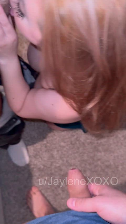 I love seeing the difference between my husband and bull's cock while I suck my bull