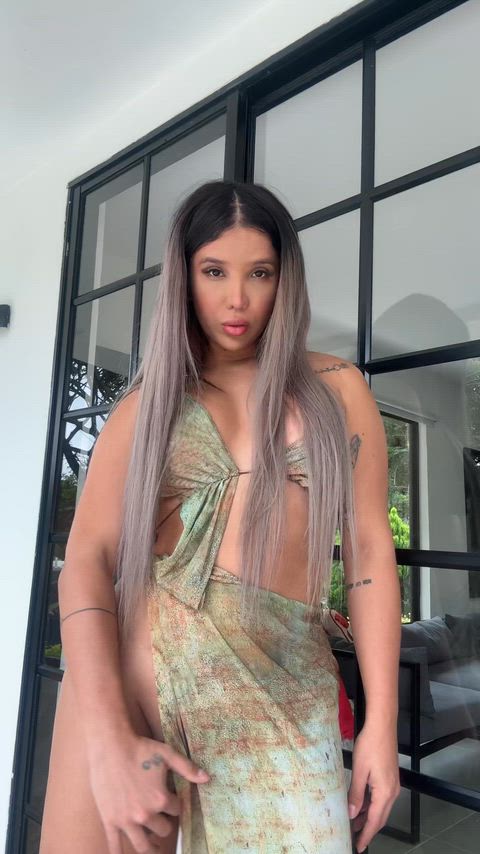 Would you rather feel my tits pressed against your chest or my girlcock pressing against your lips?