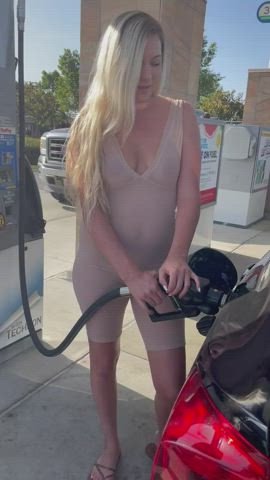 Amateur Boobs Flashing Hotwife MILF Outdoor Public See Through Clothing Sheer Clothes Porn GIF by duromami