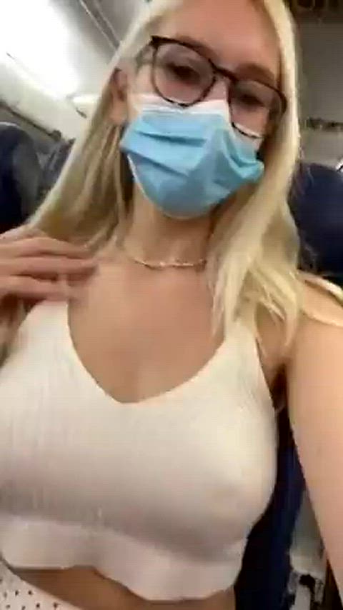 Airplane Amateur Big Tits Blonde Exhibitionism Exhibitionist Masturbating Natural Tits Public Voyeur Porn GIF by populardick