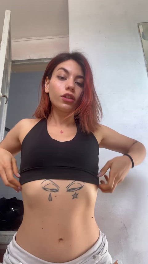 If you stopped to admire my small tits, write 1 word