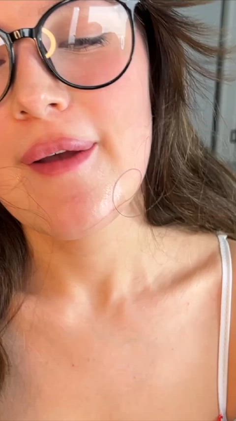 Amateur Finger in Mouth Glasses Licking Natural Tits Nurse Petite Role Play Sucking Tits Porn GIF by immaybee3000