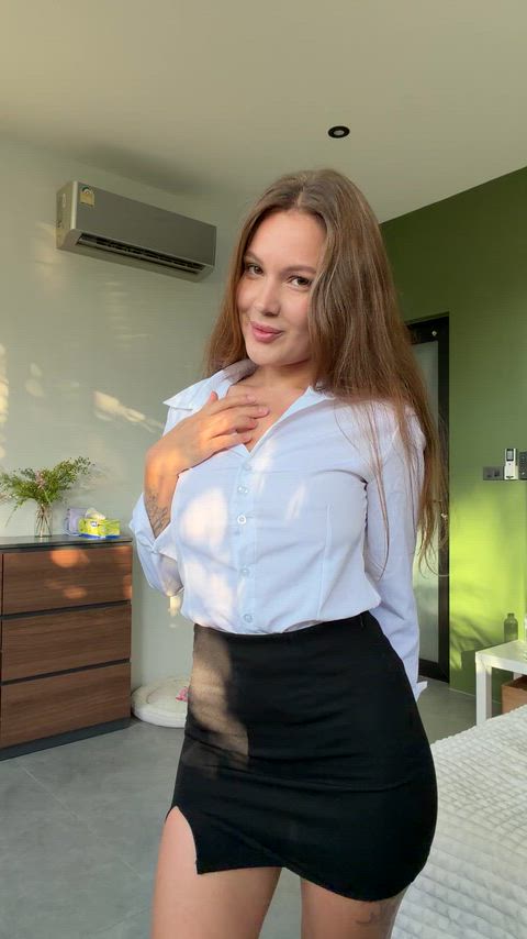 Big Tits Boobs Brunette Flashing Natural Tits Petite Secretary Skirt Tits Titty Drop Porn GIF by immaybee3000