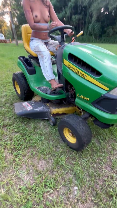 I love mowing the lawn
