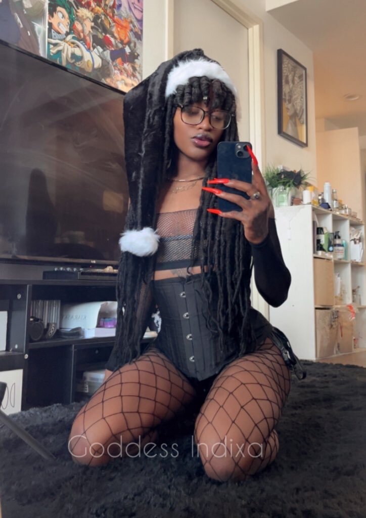 Christmas, Corset, Ebony, Femdom, Findom, Goth