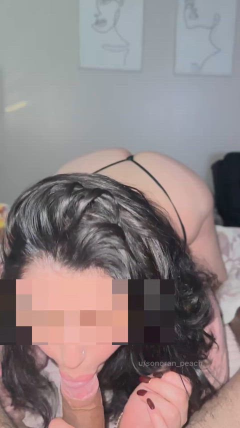 Giving me a view while she sucks my dick