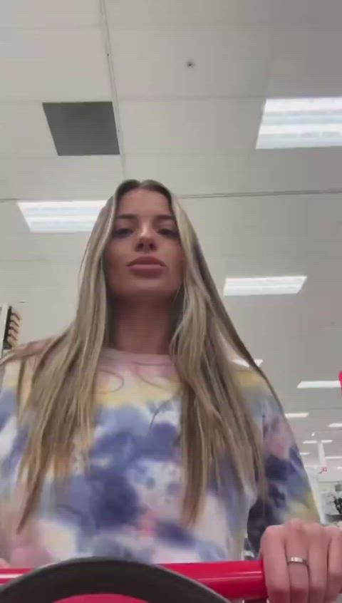 Showing boobies at mall