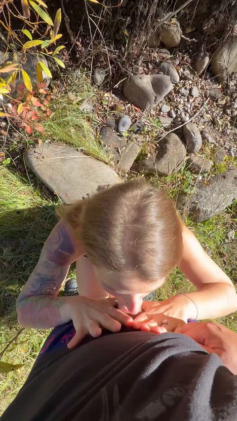 We took a break from hiking so I could get on my knees and suck his cock with an incredible view behind us. Add our Fansly @MessyAfterDark for the full video thumbnail
