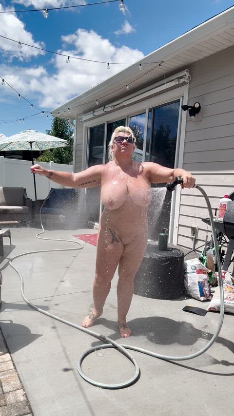 Grandma love to get wet outdoor, wanna join?