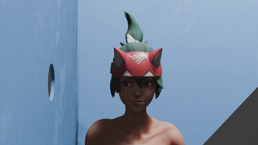 Kiriko going deep at a glory hole (Squish squared)  [Overwatch]