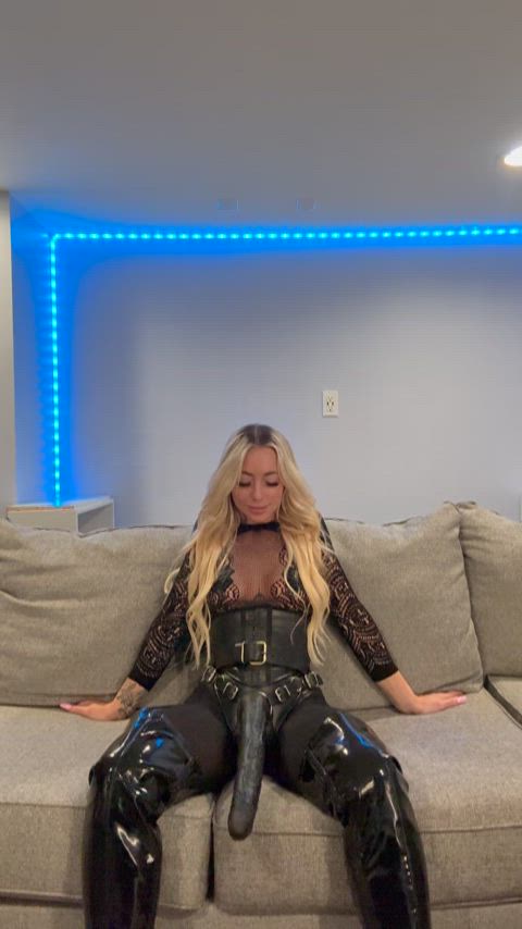 I will be here watching you ride my strapon