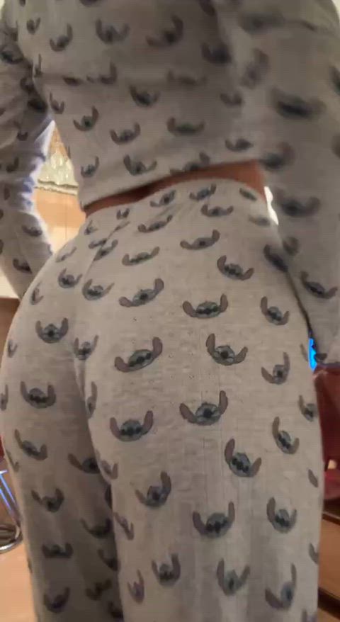 shy college girl and Stitch nightwear