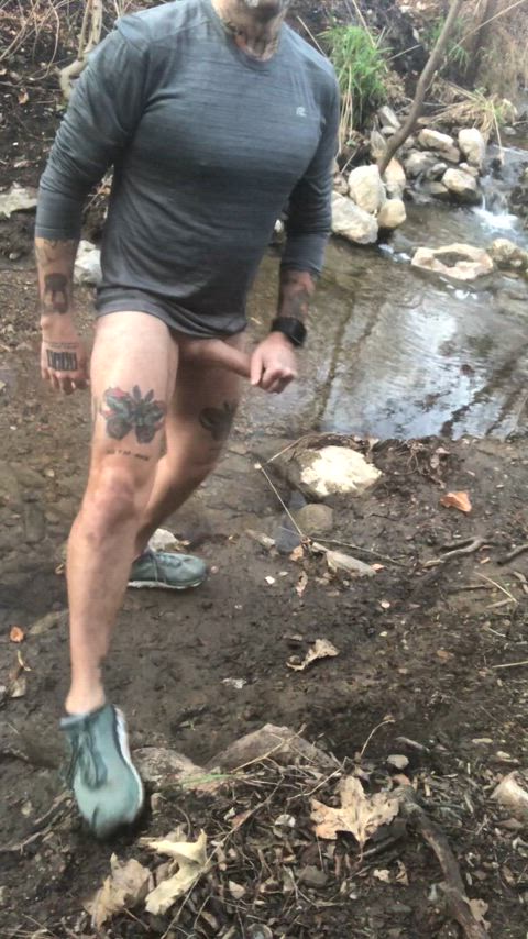 Daddy shooting a big load on his run.