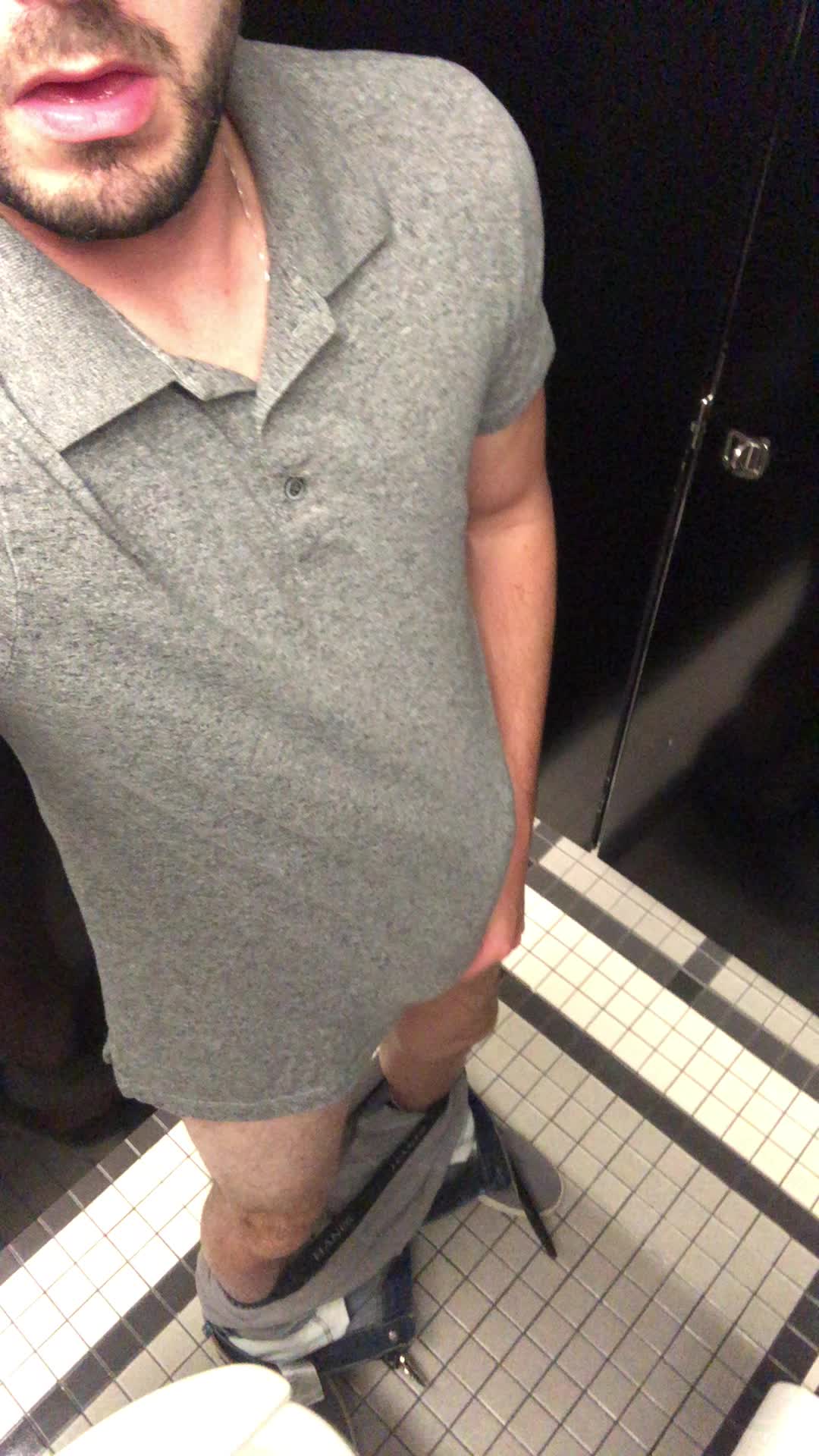 Saw my boss was heading to the bathroom so I followed right behind him.