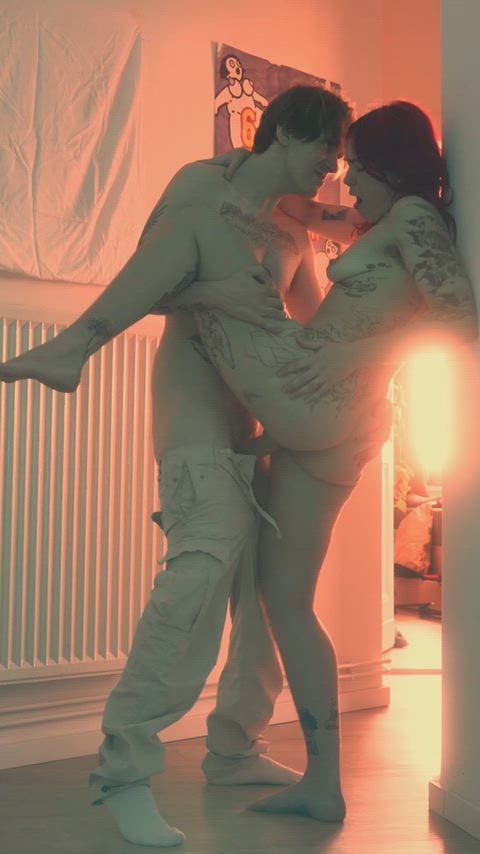 Amateur Big Dick Couple Homemade Passionate Real Couple Redhead Standing Missionary Tattoo Tattooed Porn GIF by cedricandsofi