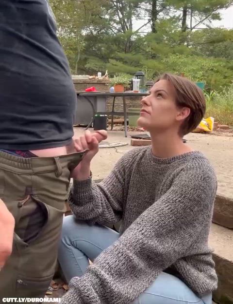 Amateur Blowjob Cum In Mouth Outdoor Real Couple Short Hair Smoking Porn GIF by duromami