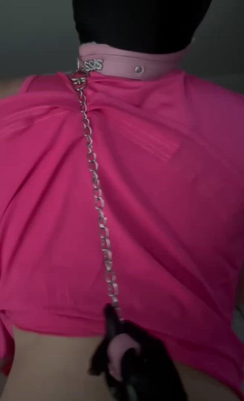 Pegging my leashed and collared husband