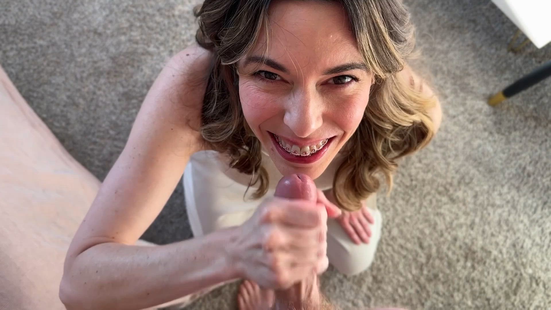 Braces, Brunette, Cumshot, Facial, POV, amateur-girls