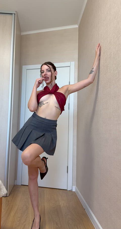 Heels High Heels Long Hair Long Legs OnlyFans Skirt Tattoo Tattooed Teen Upskirt Porn GIF by babyyviolettt