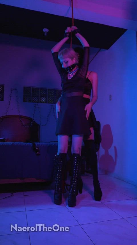 Goth Kitten tied up and tickled by femboy Naerol