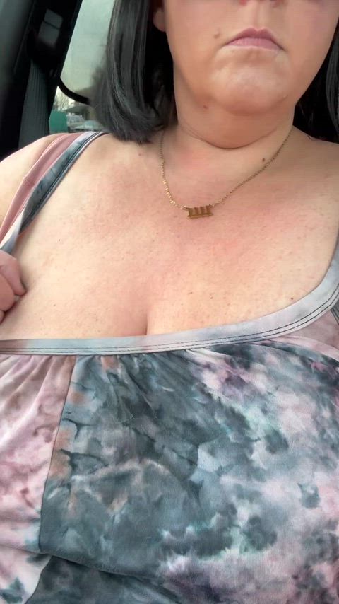 imagine parking your car & you see me next to you sucking on my big pretty titties