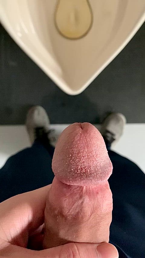 [34] Pissing semi-hard at the office while thinking about my hot coworker coming up behind me and emptying his bladder into my ass while I piss. 😮‍💨