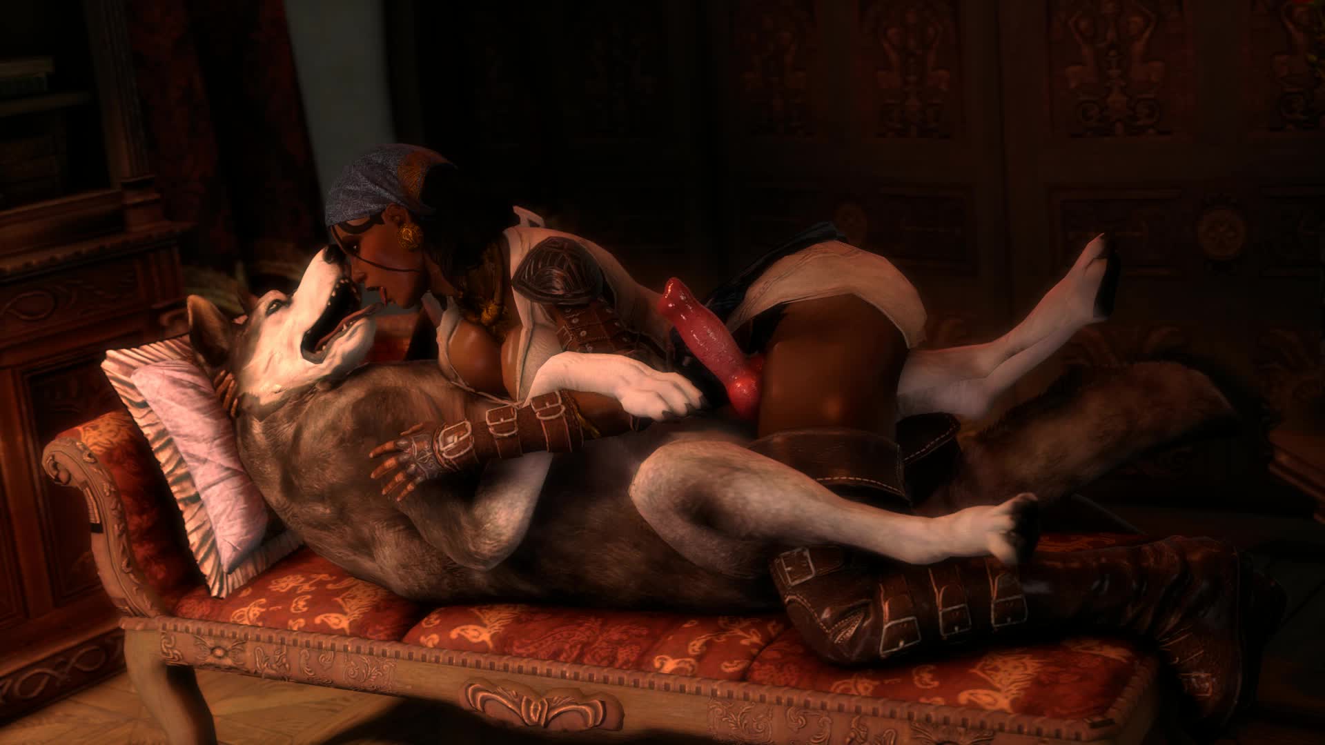 Isabela making out with a dog