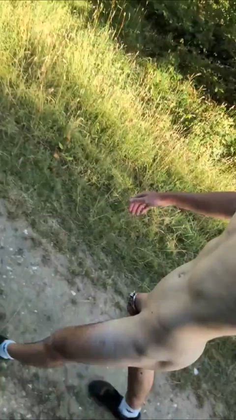 I locked my clothes to a tree, so a was forced to walk naked to collect the key